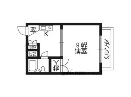 クレセント・ヴィラ(1K/2階)の間取り写真