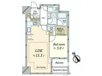 パークコート神宮前 THE AIR(1LDK/6階)の間取り写真
