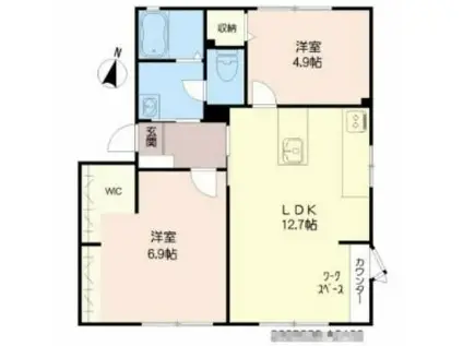 エスポワールホリII棟(2LDK/1階)の間取り写真