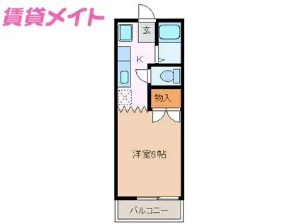 パティオ西山C棟(1K/1階)の間取り写真