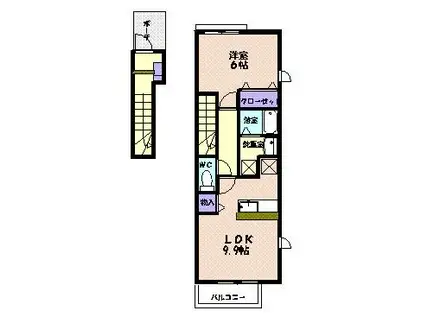 サンパティークII(1LDK/2階)の間取り写真