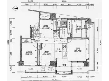 琴似2条シティハウスC棟401(4LDK/4階)の間取り写真