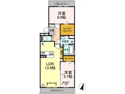 アンダー フォレスト V A棟(2LDK/3階)の間取り写真