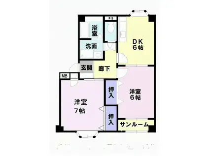 ハイフォーレスト(2DK/1階)の間取り写真