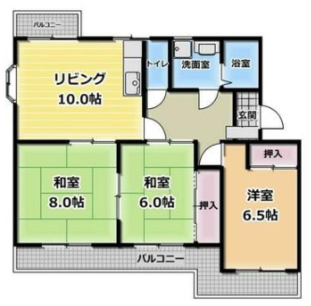 ハイツ蓼原B(3LDK/1階)の間取り写真