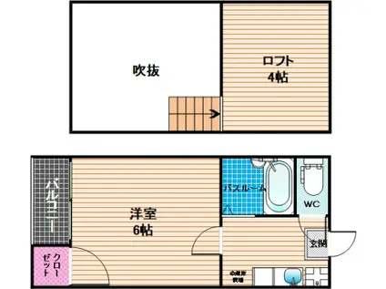 ハイドアンドシーク高宮(1K/2階)の間取り写真
