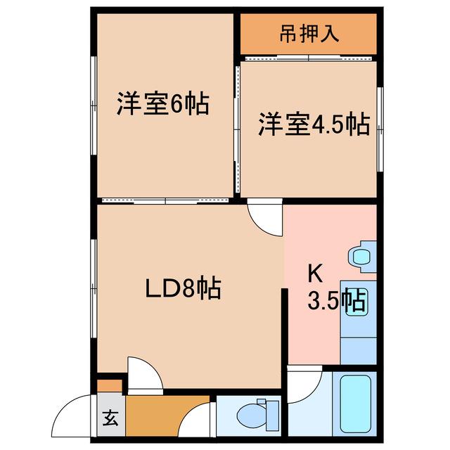 コーポ山口(2LDK/2階)の間取り写真