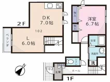 テッティヴェルディ(1LDK/1階)の間取り写真