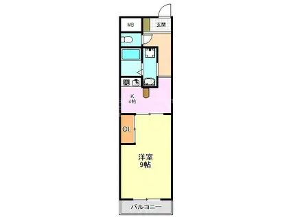 サンパティークちぐさII(1K/4階)の間取り写真