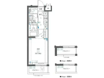 ズーム武蔵新城(1K/1階)の間取り写真