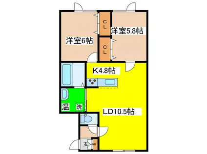 レジェンド カレン(2LDK/1階)の間取り写真