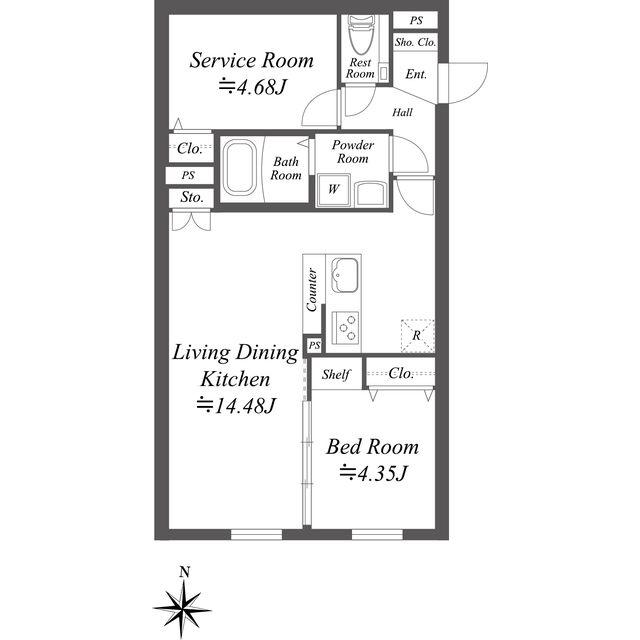 SOLASIA RESIDENCE世田谷代田(1SLDK/1階)の間取り写真