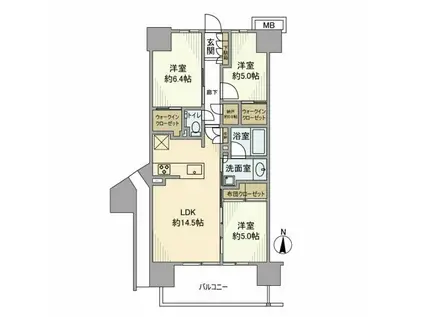 メイツ深川住吉(3LDK/9階)の間取り写真