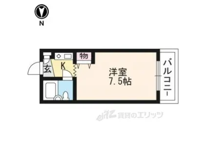 ヤングヴィレッジ嵯峨(ワンルーム/2階)の間取り写真