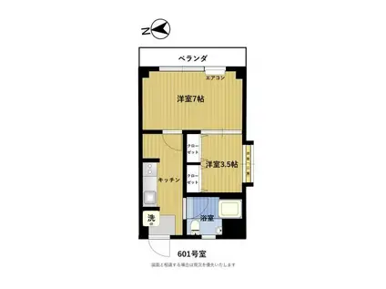 トナミビル(2K/6階)の間取り写真