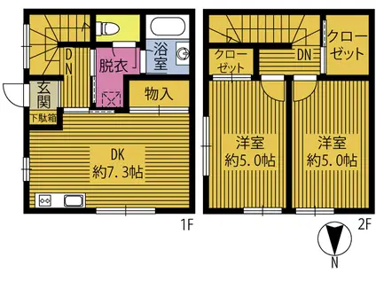 リブフラットコア(2DK/2階)の間取り写真