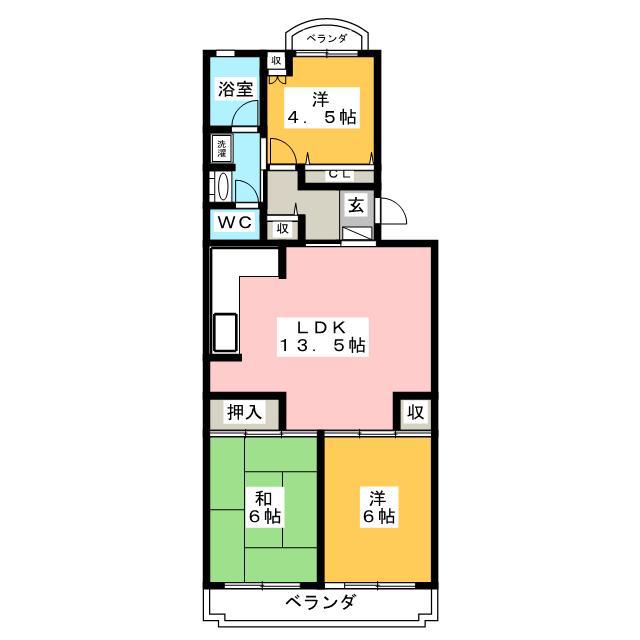 パレスオダワラ(3LDK/2階)の間取り写真