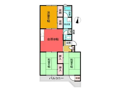 マンションツルマキ(3LDK/4階)の間取り写真