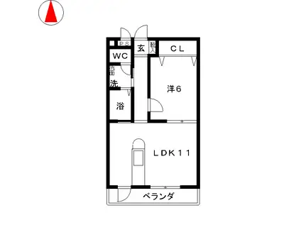グランドールパレス(1LDK/2階)の間取り写真