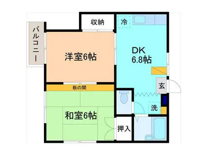 リバティハイツ(2DK/2階)の間取り写真