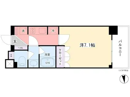 リビオ平和台(1K/2階)の間取り写真