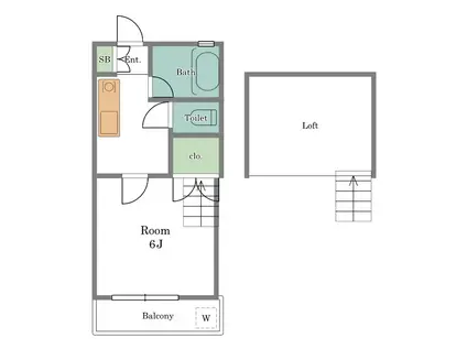 メゾンフジヌキA棟(1K/2階)の間取り写真