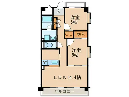 レージュII神領(2LDK/2階)の間取り写真