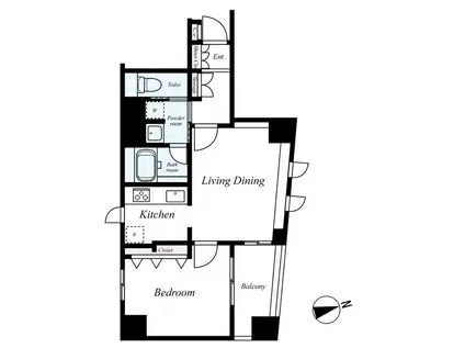 スカイコート蔵前(1LDK/5階)の間取り写真