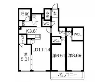 アルファスクエアS17(3LDK/4階)の間取り写真