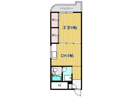 フォーシーズン連坊(1DK/4階)の間取り写真