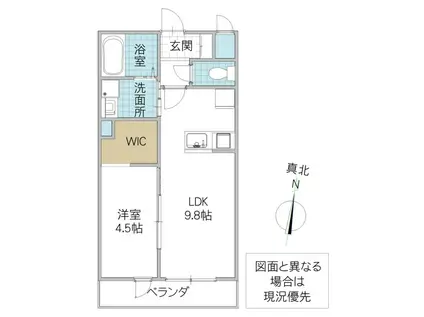 INFIELD D (1LDK/2階)の間取り写真