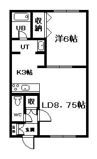 ハウジング開発ビル(1LDK/2階)の間取り写真