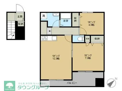 BONBONNIERE DUE(2LDK/1階)の間取り写真