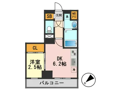 カパリリ小岩(1DK/12階)の間取り写真