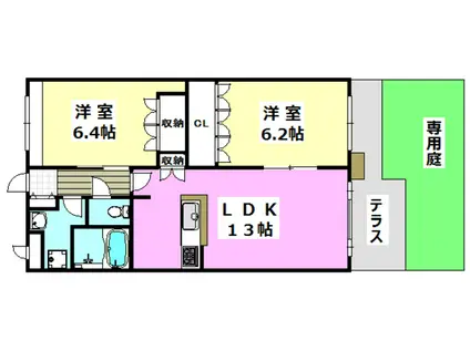 ルモンドセントレ(2LDK/1階)の間取り写真