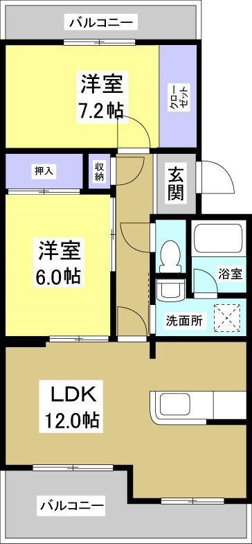 アバンテヤマカ(2LDK/2階)の間取り写真