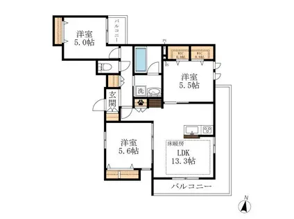 ラ フル―ルクロレ(3LDK/2階)の間取り写真