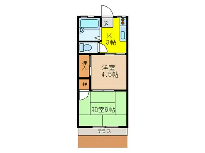 サウスぬくい(2K/1階)の間取り写真