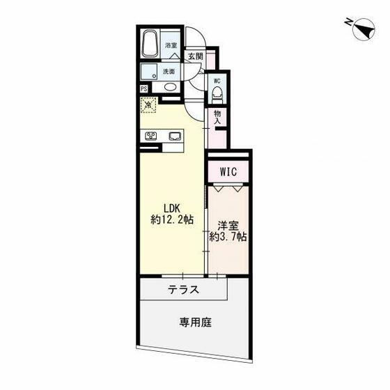 アルレーヌ恵比須(1LDK/1階)の間取り写真
