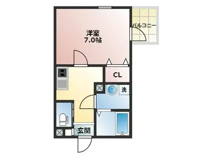 ラーコンシエル(1K/1階)の間取り写真