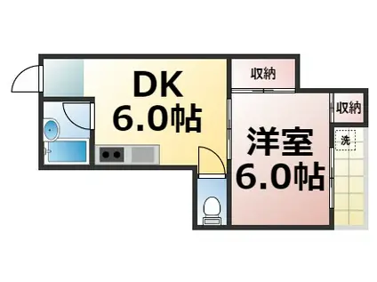 スマイルハイツ大今里西(1DK/7階)の間取り写真