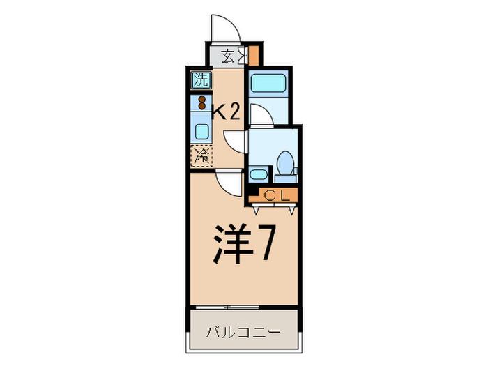 レジディア島津山(1K/4階)の間取り写真