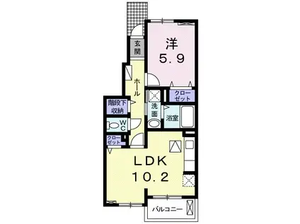 プラシードIII(1LDK/1階)の間取り写真