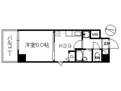 アリエス平尾II 435(1K/6階)の間取り写真