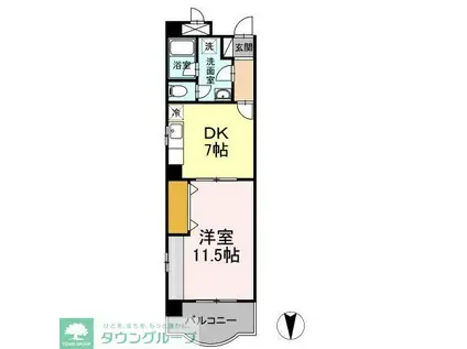 カラット中川(1DK/3階)の間取り写真