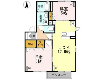 シャリテ A(2LDK/1階)の間取り写真