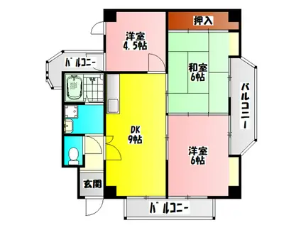 クレリエール門真(3DK/4階)の間取り写真