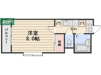 ミラドール今II(1K/2階)の間取り写真