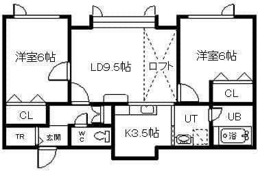 ディヴェールII(2LDK/2階)の間取り写真