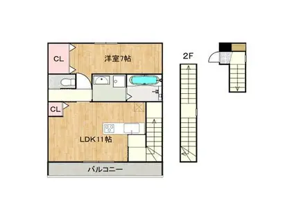 LUMINOUS C棟(1LDK/2階)の間取り写真